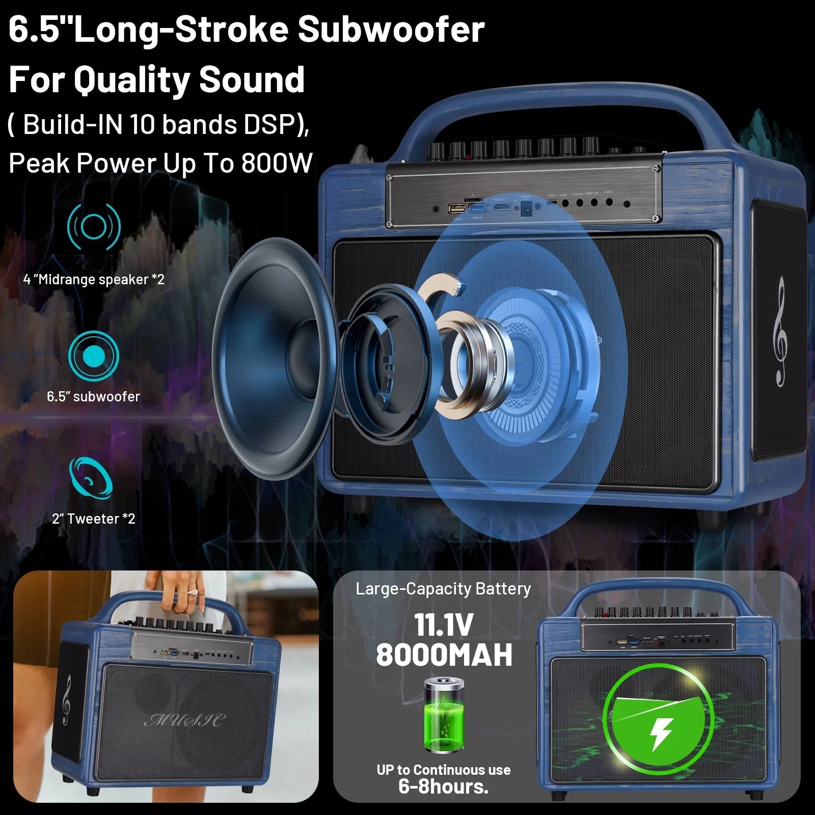 Portable Karaoke Machine Systems Wireless BT Streaming Loudspeaker for Adults&Kid,14”HD Touch Monitor 12/4+64G,Support Microphone/WiFi/USB/SD/PC/TV/Phones/HDMI