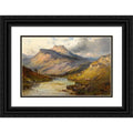 Alfred de Bréanski 18x13 Black Ornate Wood Framed Double Matted Museum Art Print Titled - Loch Lomond; a Trout Stream Near Stirling