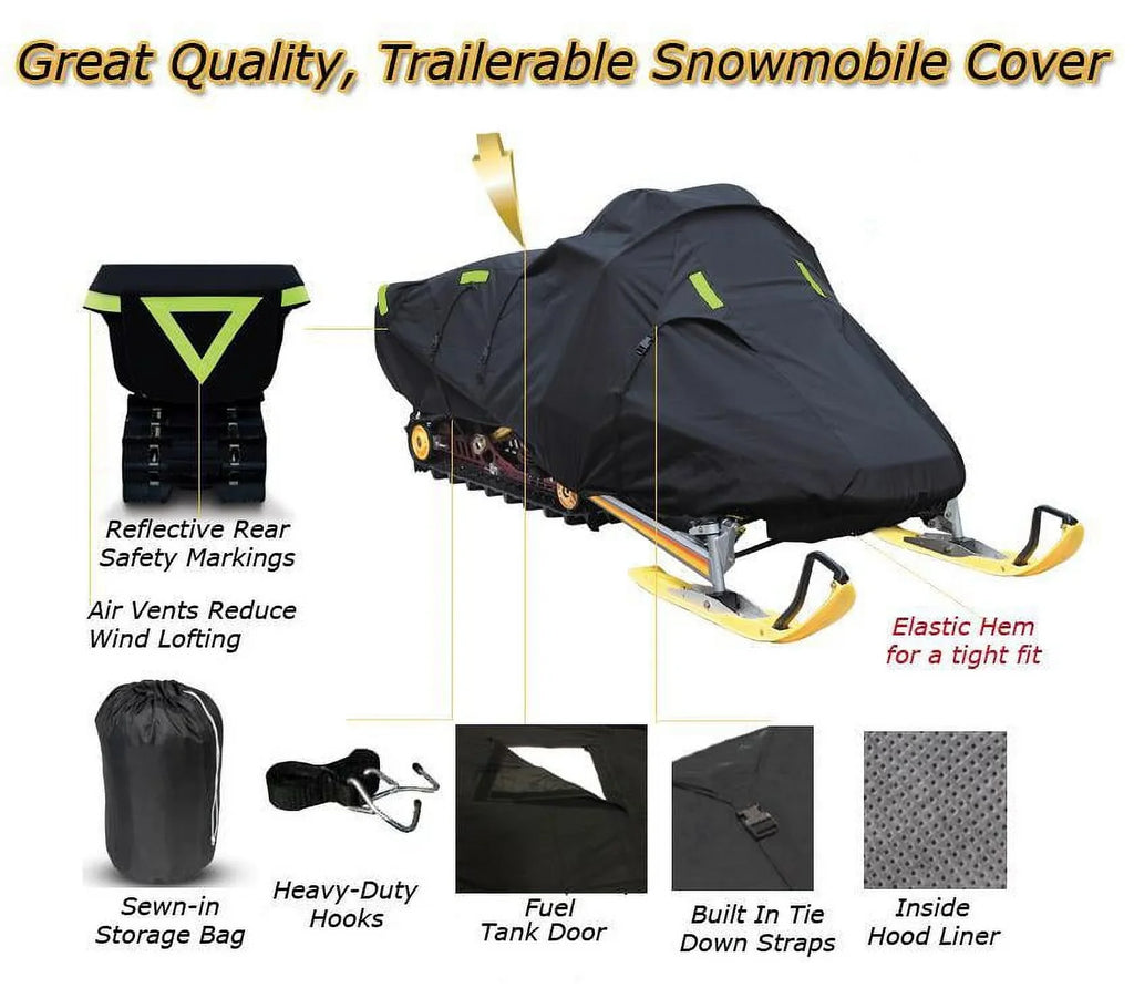 Snow Cover Compatible for 2004-2004 Ski Doo Bombardier snowmobile model GSX LIMITED 1 UP 800, Trailerable 600 Denier Snow Machine Sled Gear