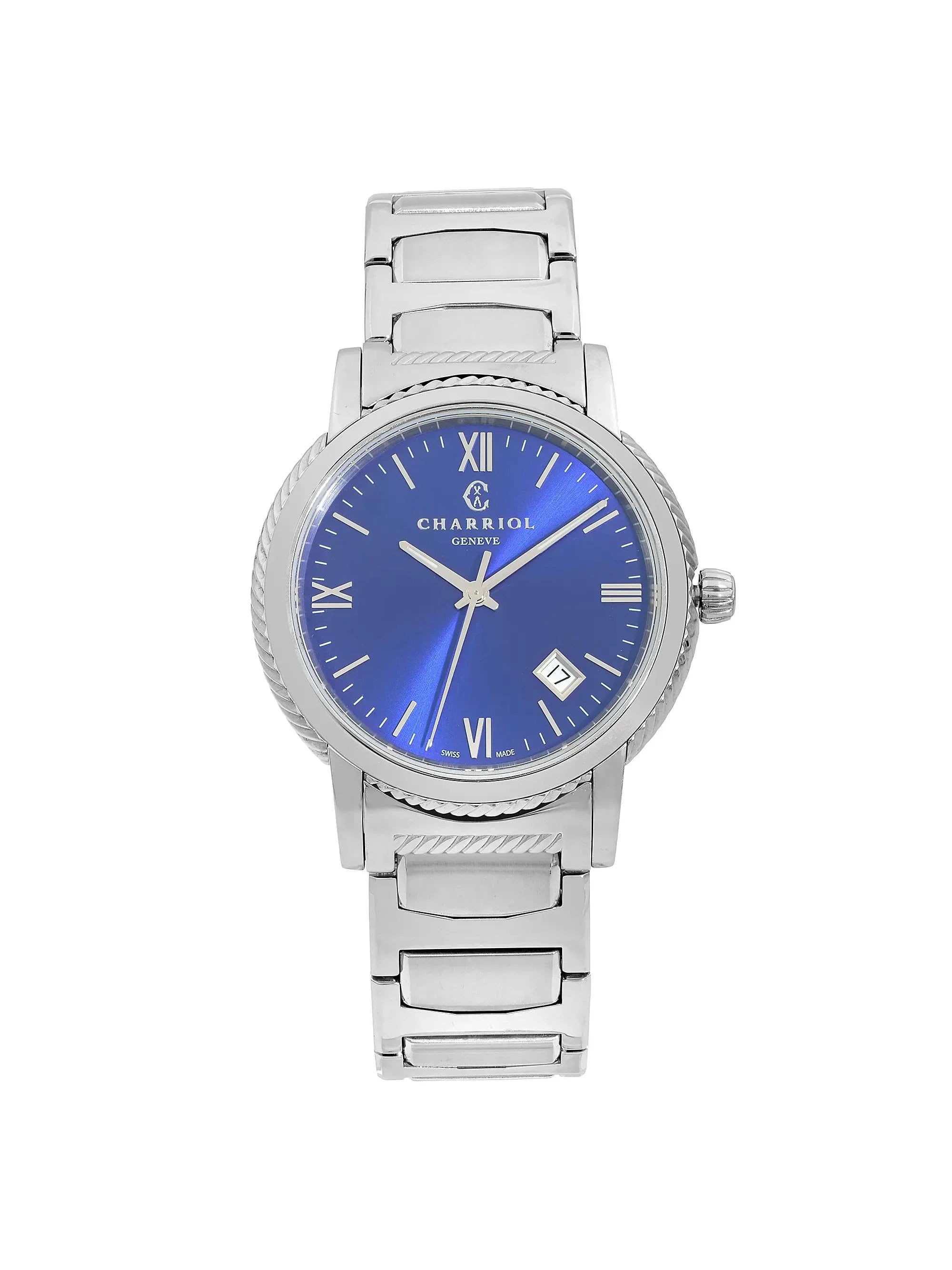 New Charriol Parisii 40mm Stainless Steel Blue Dial Quartz Watch P40S2.930.002