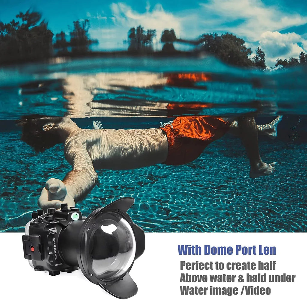Seafrogs [40M/130FT] Liquid Housing Fluid Case w/ 6 Inch Dome Port Kit for A7R IV A7R4 ILCE-7R IV Compatible with FE 16-35mm F/4 28-70mm F3.5-5.6, 12-24mm F4 G Lens-Black