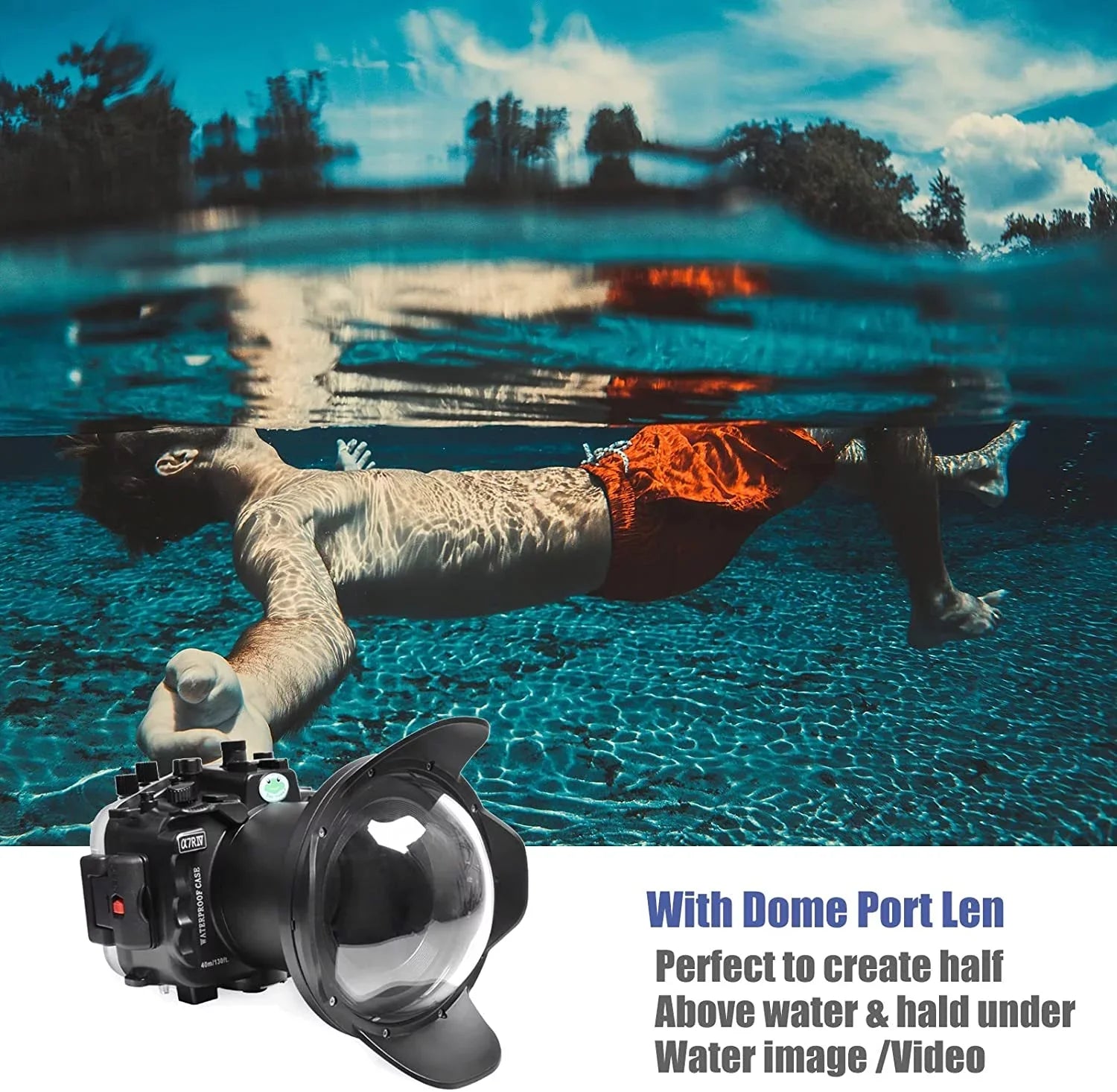 Seafrogs [40M/130FT] Liquid Housing Fluid Case w/ 6 Inch Dome Port Kit for A7R IV A7R4 ILCE-7R IV Compatible with FE 16-35mm F/4 28-70mm F3.5-5.6, 12-24mm F4 G Lens-Black