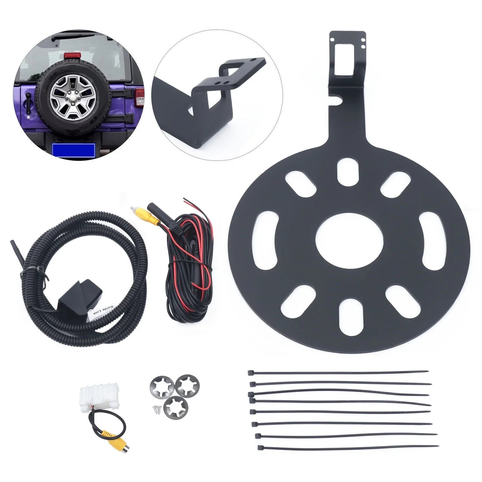 Backup Camera Mount for Jeep Wrangler JK 2007-17 Rear View Spare Tire Kits 170°
