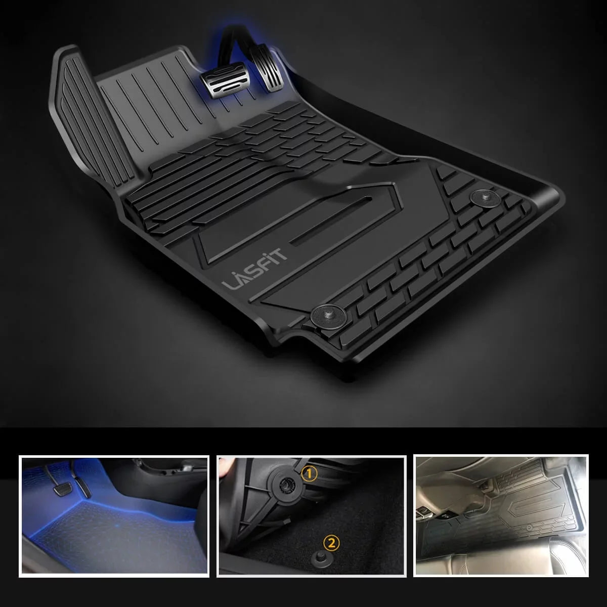 Lasfit Floor Mats for Chevrolet Silverado/GMC Sierra 1500 2019-2022 & 2500HD/3500HD 2020-2022 Crew Cab (Don't Fit Double Cab, Plastic Storage, Without Storage)
