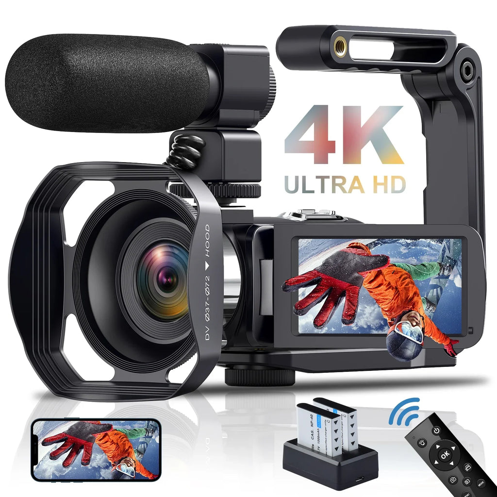 MARVUE 4K Video Camera for Youtube Camcorder 48MP 60FPS WiFi Vlogging 18X Digital Camera IR Night Vision