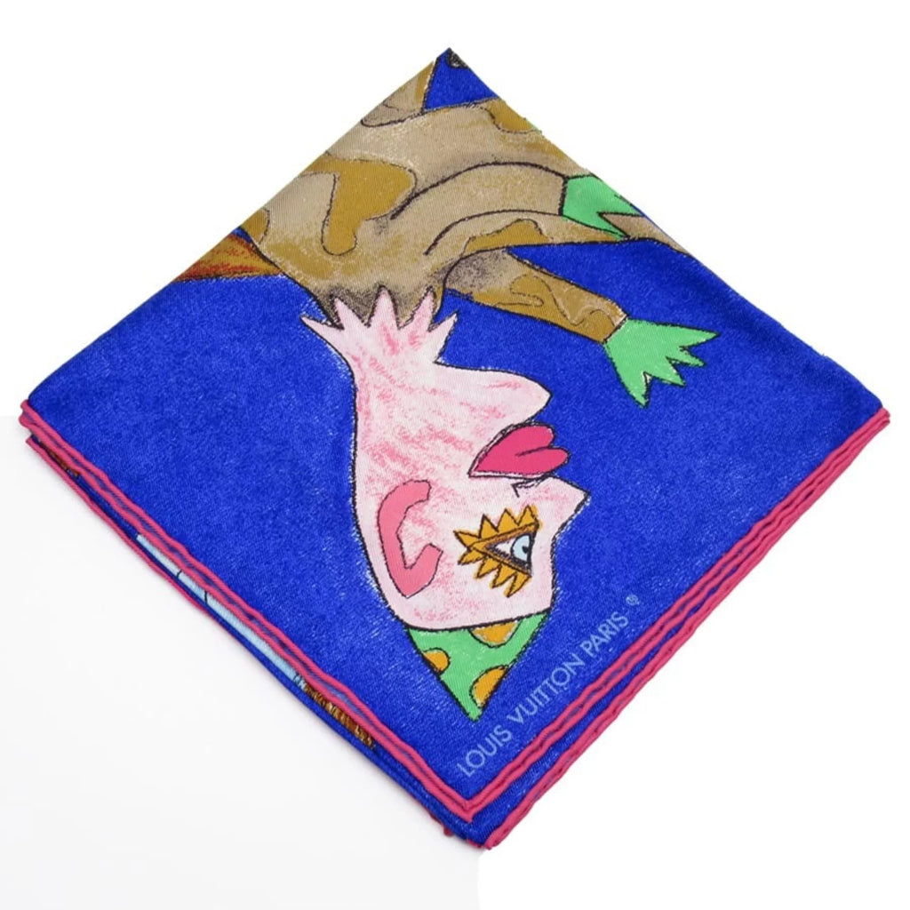 Pre-Owned Louis Vuitton Scarf William Wilson Blue Estimated Silk (Good)