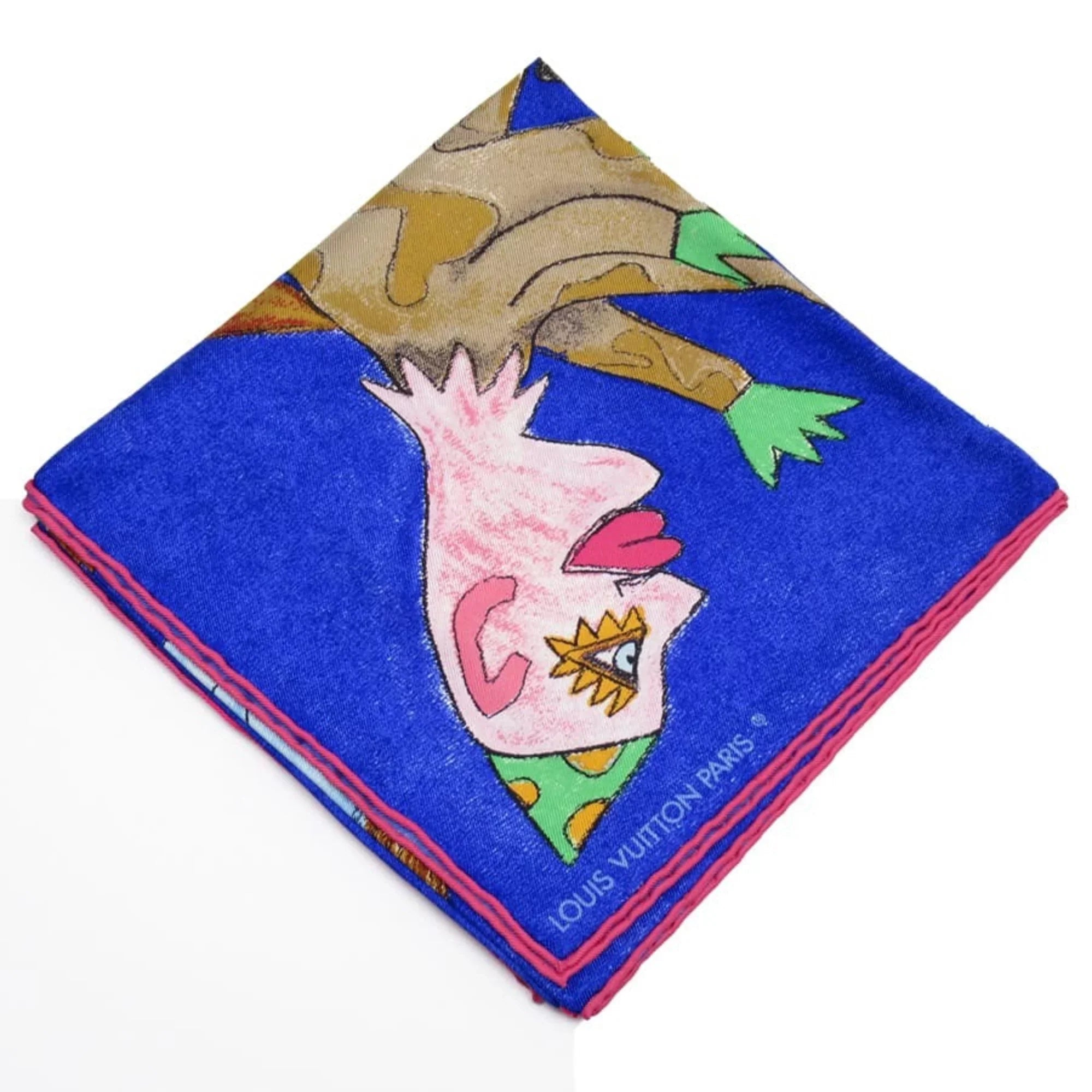 Pre-Owned Louis Vuitton Scarf William Wilson Blue Estimated Silk (Good)