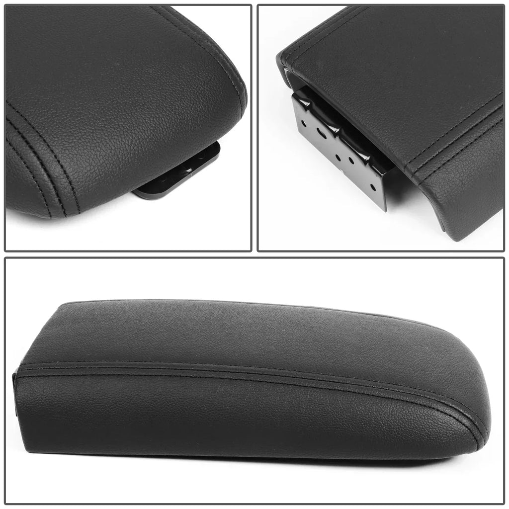 DNA Motoring ZTL-Y-0054 Leather Center Console Armrest Lid Assembly w/Latch For 2002-2009 Chevy Trailblazer GMC Envoy Buick Rainier [Black] 03 04 05 06 07 08