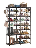 Fiuion Shoe Rack Organizer 9 Tiers Shoe Storage Shelf 32-40 Pairs Shoe Stand for Closet Boot Organizer with 2 Hooks Removable Dustproof Large Stackable Shoe Tower for Shoe Boot Storage, Black