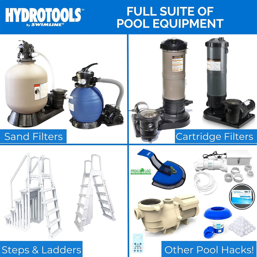 HYDROTOOLS By SWIMLINE 714061 Hydro-Flo 0.35 (0.45 THP) 2400 GPH ABOVE GROUND Powerful Pool Pump 1 Speed Extra Large Strainer Basket Vertical Discharge 115V Energy Saving Silent Noise DOE Certified