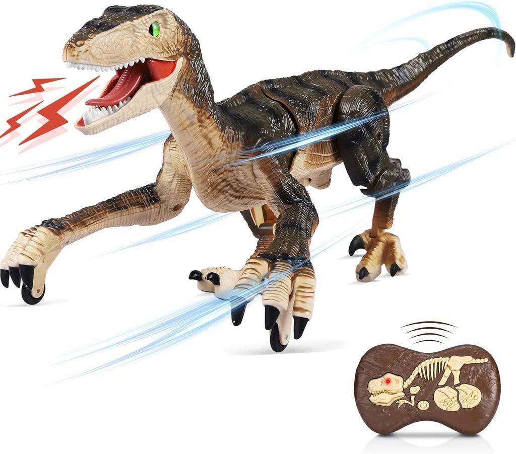 Remote Control Dinosaur Toys with Light up 3D Eyes, Shaking Head, Roaring Sounds, Walking Dinosaur Toy Gift for Kids Age 3-12 Years