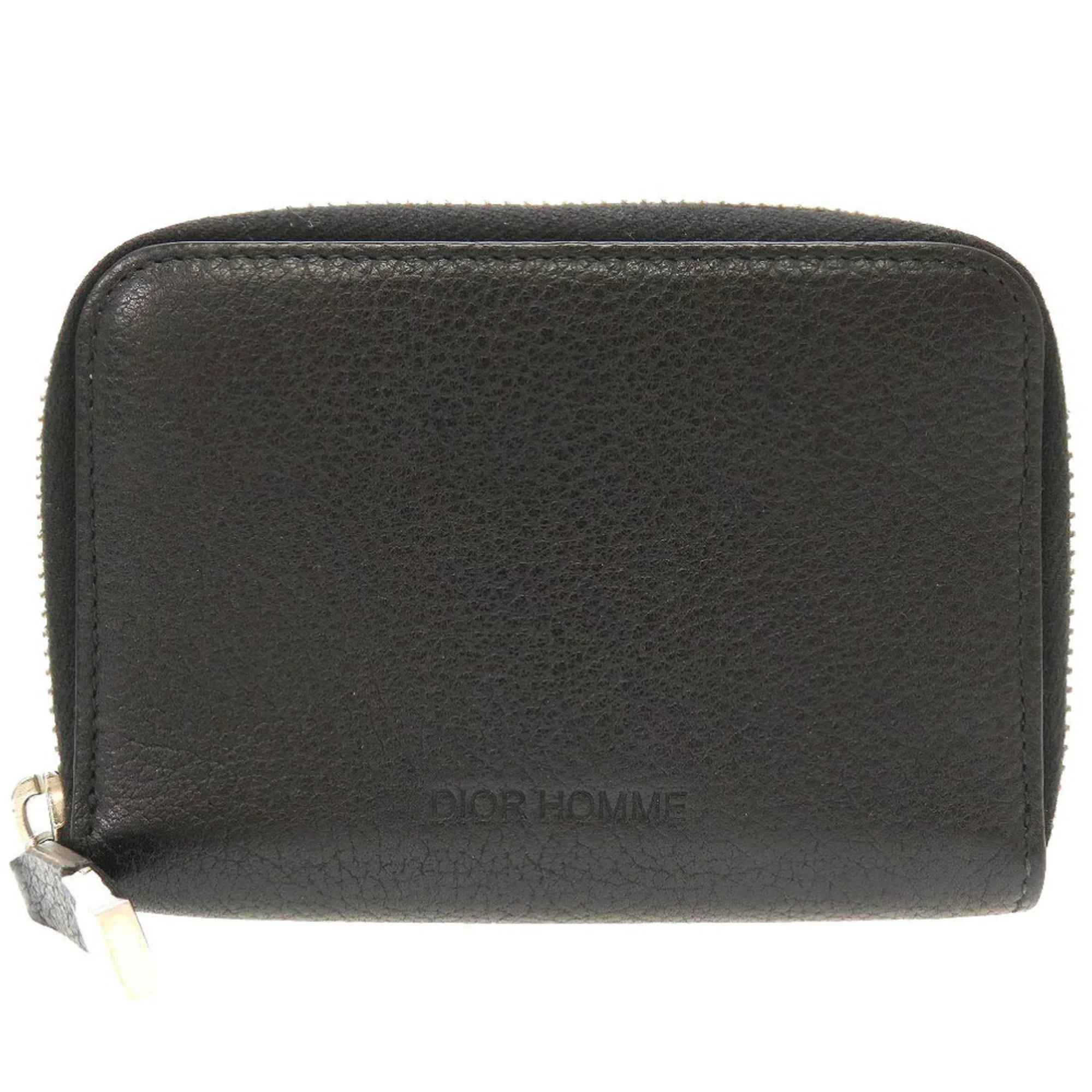 Pre-Owned Dior Homme Leather Black Men's Round Coin Case (Good)