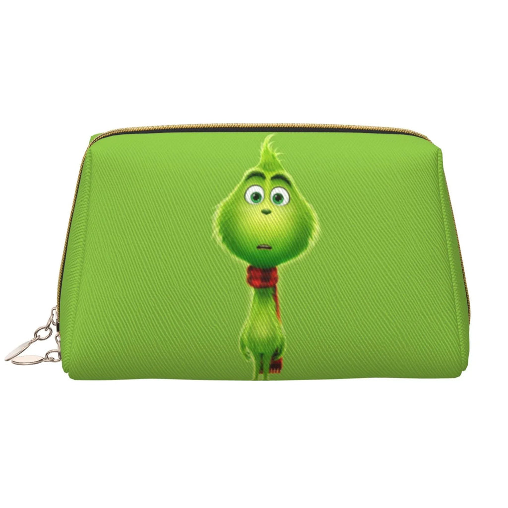 Cartoon Grinch Cosmetic Bag Makeup Organizer Leather Portable Pouch Gift Travel Toiletry Bag Storage Purse