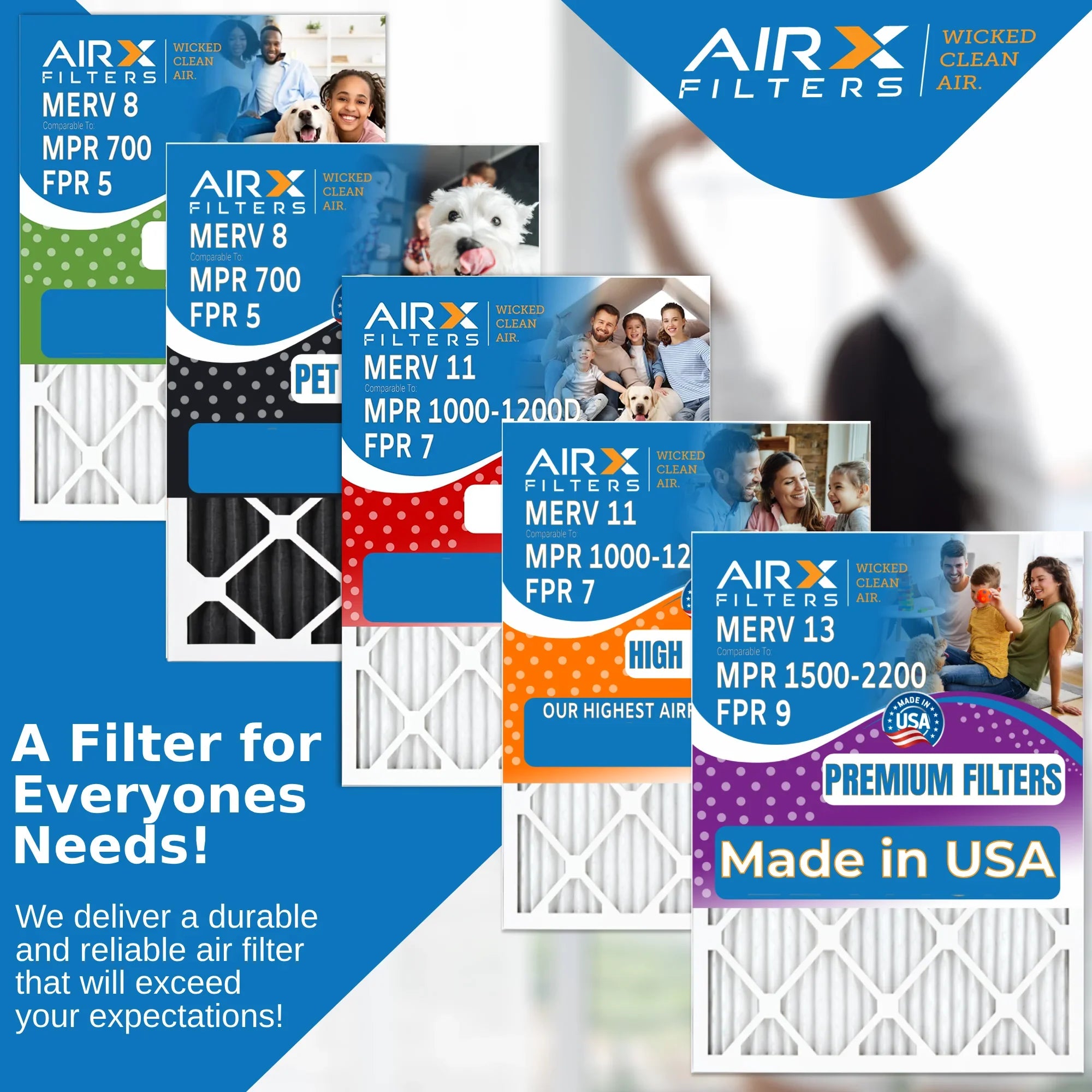 16x25x5 Air Filter MERV 11 Comparable to MPR 1000, MPR 1200 & FPR 7 Compatible with Ultravation 91-005 Filter MERV 11 Comparable to MPR 1000, MPR 1200 & FPR 7 by AIRX FILTERS WICKED CLEAN AIR.