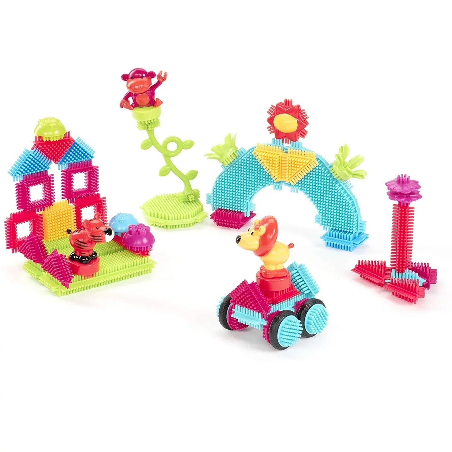 Bristle Blocks by Battat - The Official Bristle Blocks - 54Piece Jungle Adventures In A Tube - STEM Toys 3D Sensory Toy Blocks for Kids - Building Toys for Creativity & Dexterity - 2 Yr