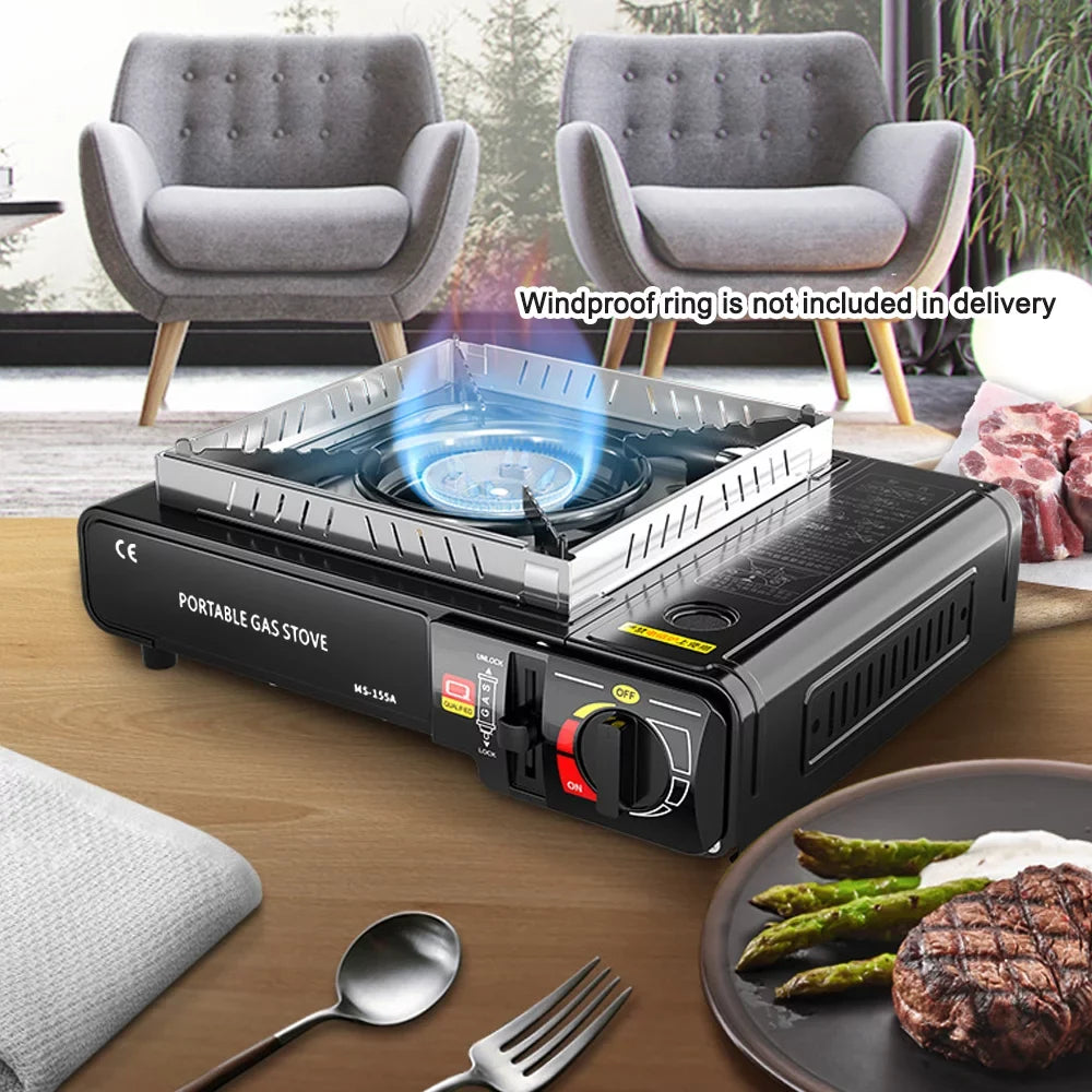 Portable 2.9KW Cassette Butane Stove with Piezo Ignition - Ideal for Outdoor Cooking, Camping, Picnics, Backpacking, Hiking, and Barbecues