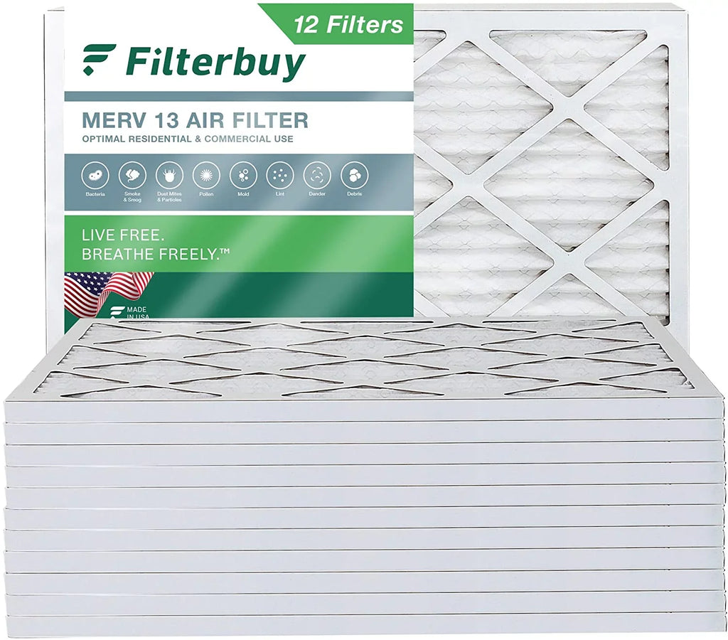 Filterbuy 14x18x1 MERV 13 Pleated HVAC AC Furnace Air Filters (12-Pack)