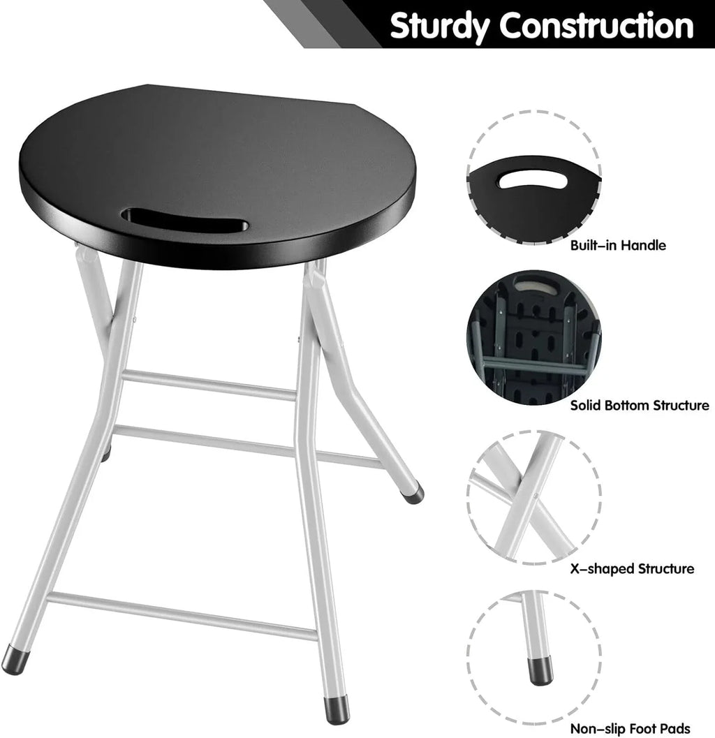 MIDDOW SILKYDRY Folding Stool, 28'' Foldable Counter Bar Stools for Adults Portable with Handle, Heavy Duty Metal Collapsible Stool Chair Barstools for Kitchen, Outdoor & Camping, 330 lbs Capacity