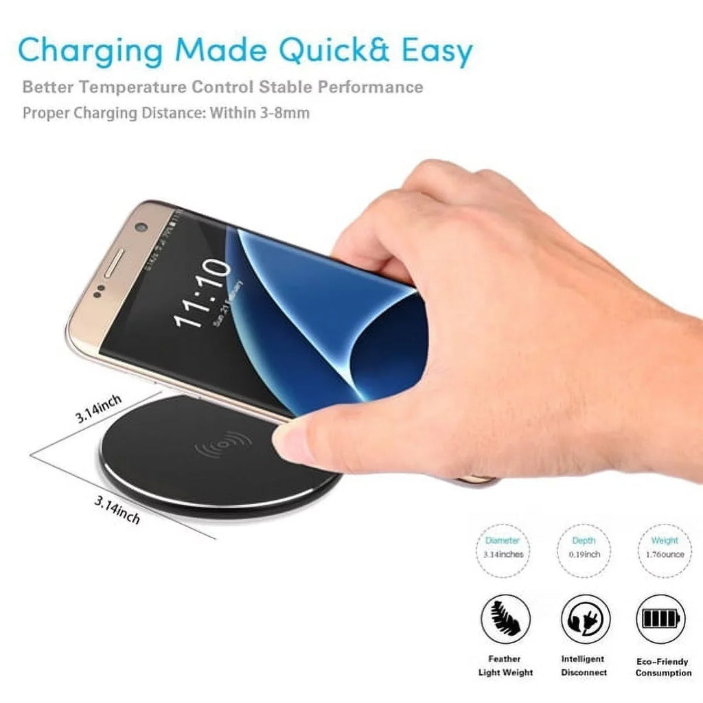 10W Wireless Charger Ultra Slim Fast Charging Pad Compatible With V40 ThinQ, Google Nexus 5 4, G4 G3 G2 - Motorola Google Nexus 6, Droid Turbo Mini MAXX - Nokia Lumia 930 920 1520 1020, 8