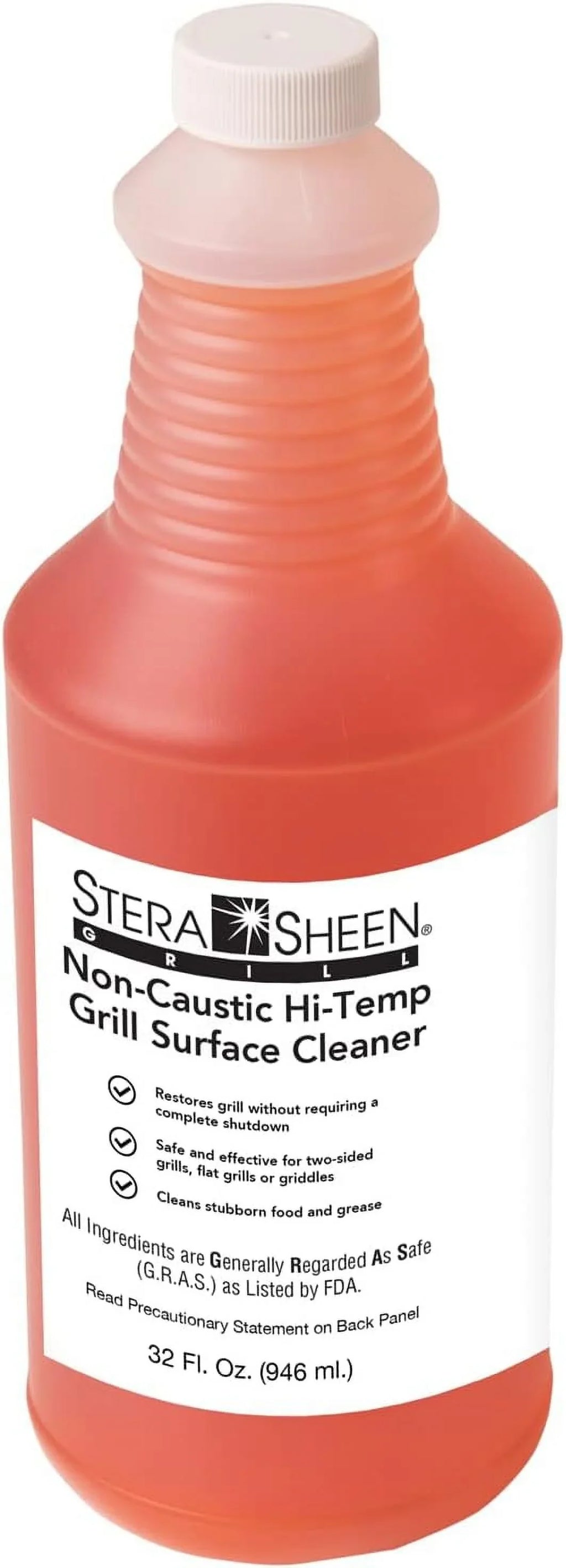 Stera Sheen - Grill Cleaner - Food Safe, Non-Caustic Formula - Restaurant & Cafe Quality Cleaner for Flat Top Grills and Griddles - Eliminate Tough Encrusted Grease - 32 fl oz Bottle (1 count) 32 Fl Oz (Pack of 1)