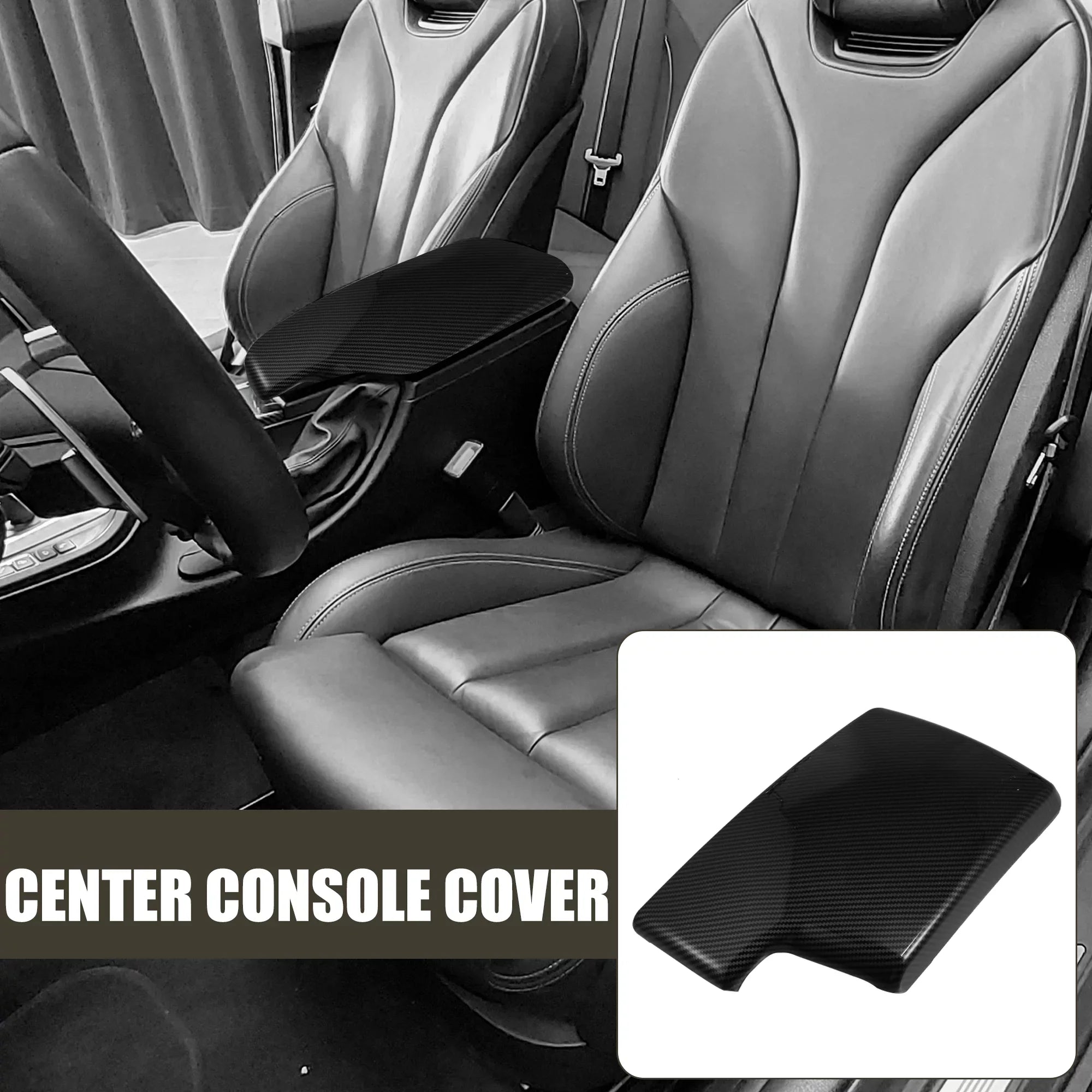 Unique Bargains Car Center Armrest Box Cover Carbon Fiber Pattern Console Storage Box Protector for BMW 3 Series E90 E91
