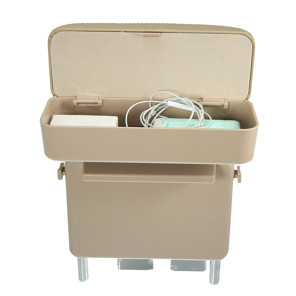 Car Center Armrest Extender Box Seat Gap Adjustable Armrest Storage Organizer Box Armrest Beige PU Leather