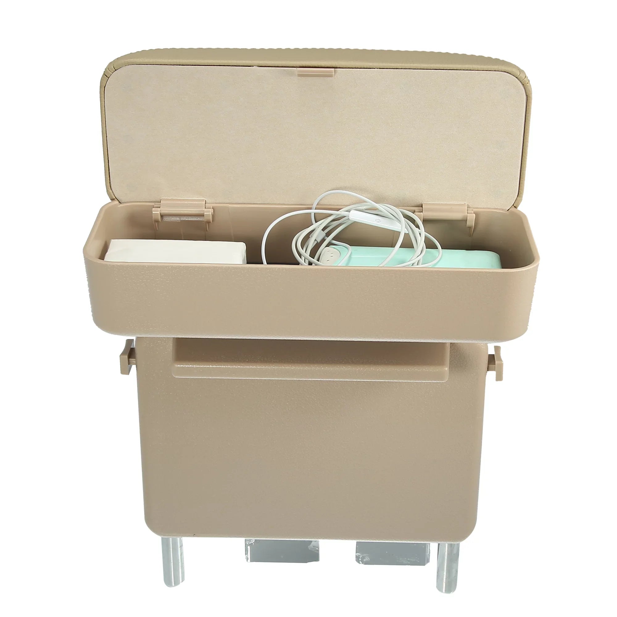 Car Center Armrest Extender Box Seat Gap Adjustable Armrest Storage Organizer Box Armrest Beige PU Leather