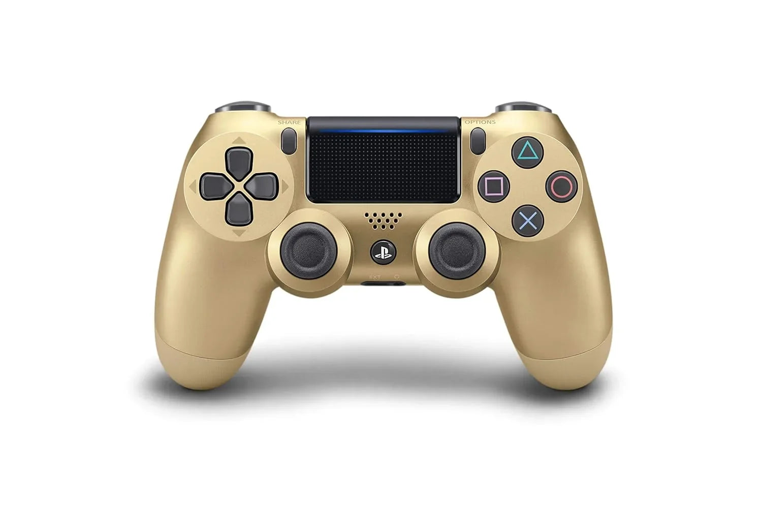 Pre-Owned Dual Shock Gold Gaming Controller For PS4 Console + Wired Earbuds BOLT AXTION Bundle (Refurbished: Like New)