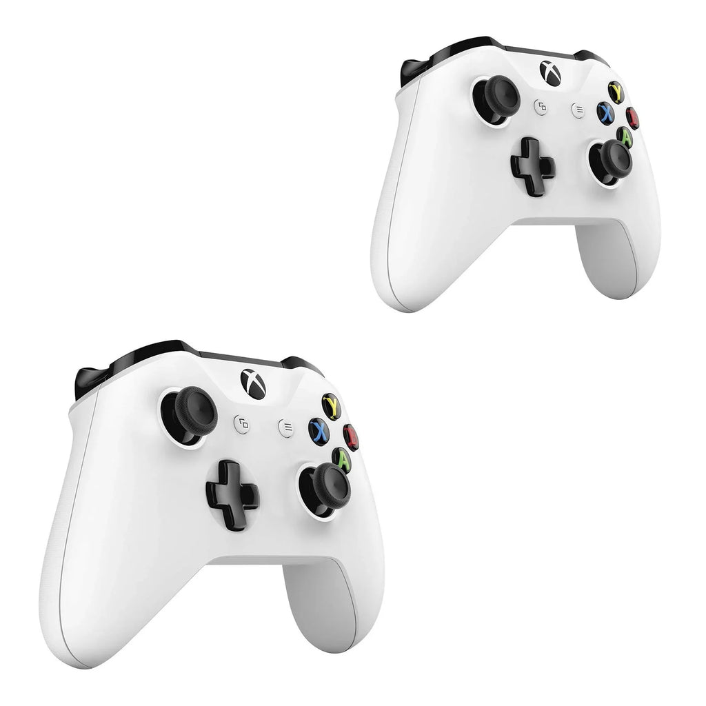 Pre-Owned Xbox One X 1TB with 2 Controller, 4K Ultra HD White with BOLT AXTION Cleaning Kit HDMI Bundle (Refurbished: Like New)