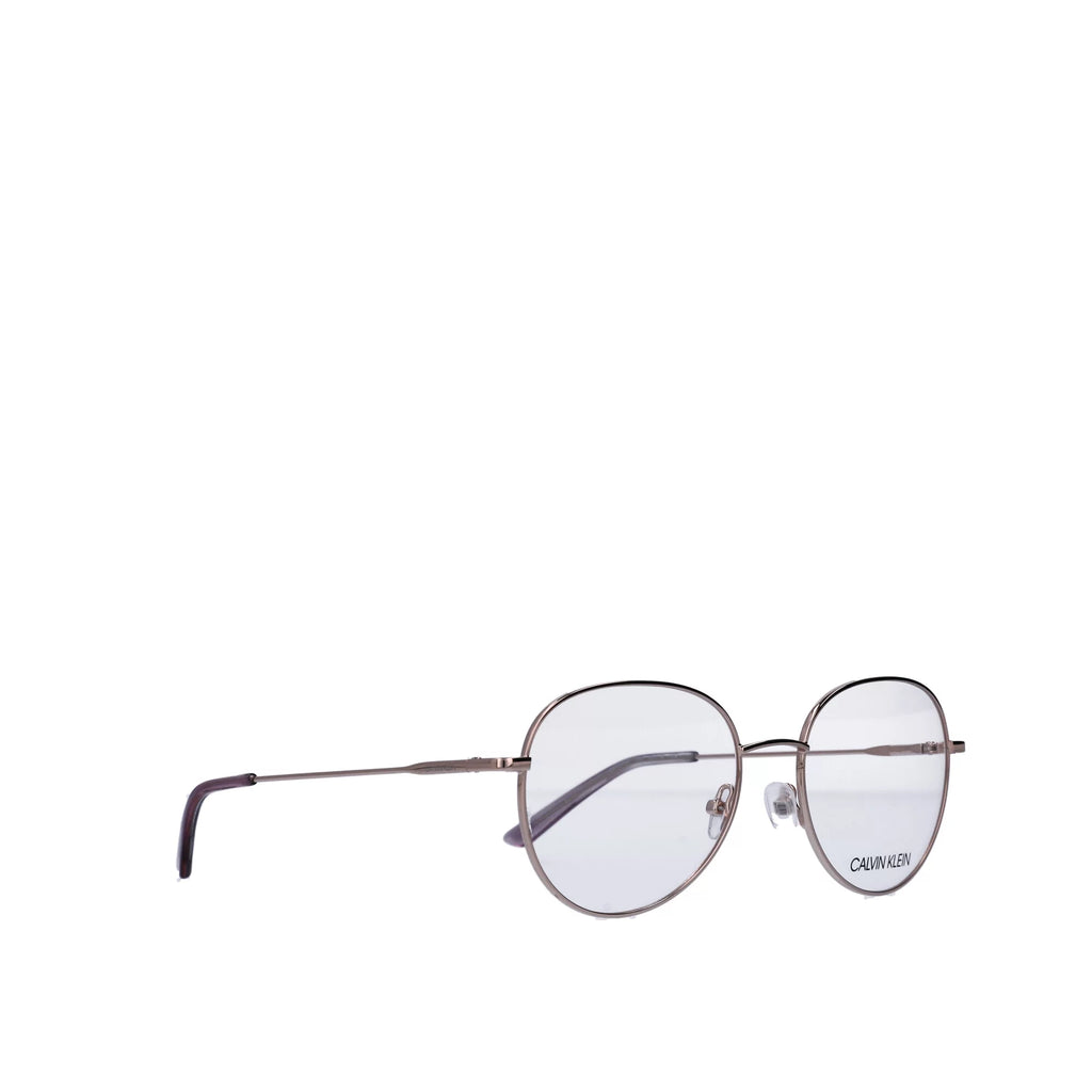 Calvin Klein Women's Round Eyeglasses, CK19130G, Rose Gold, 52-18-140, with Case
