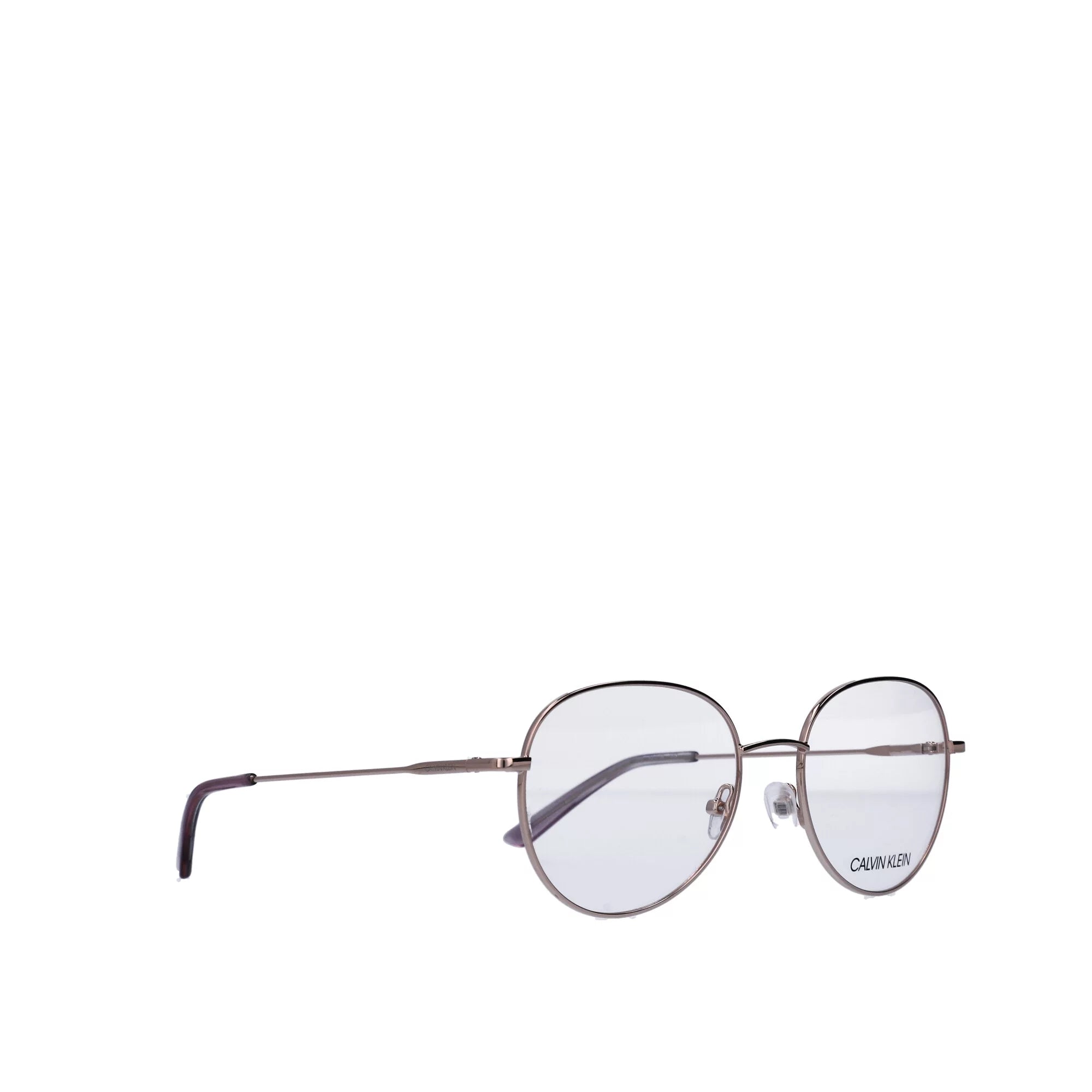 Calvin Klein Women's Round Eyeglasses, CK19130G, Rose Gold, 52-18-140, with Case