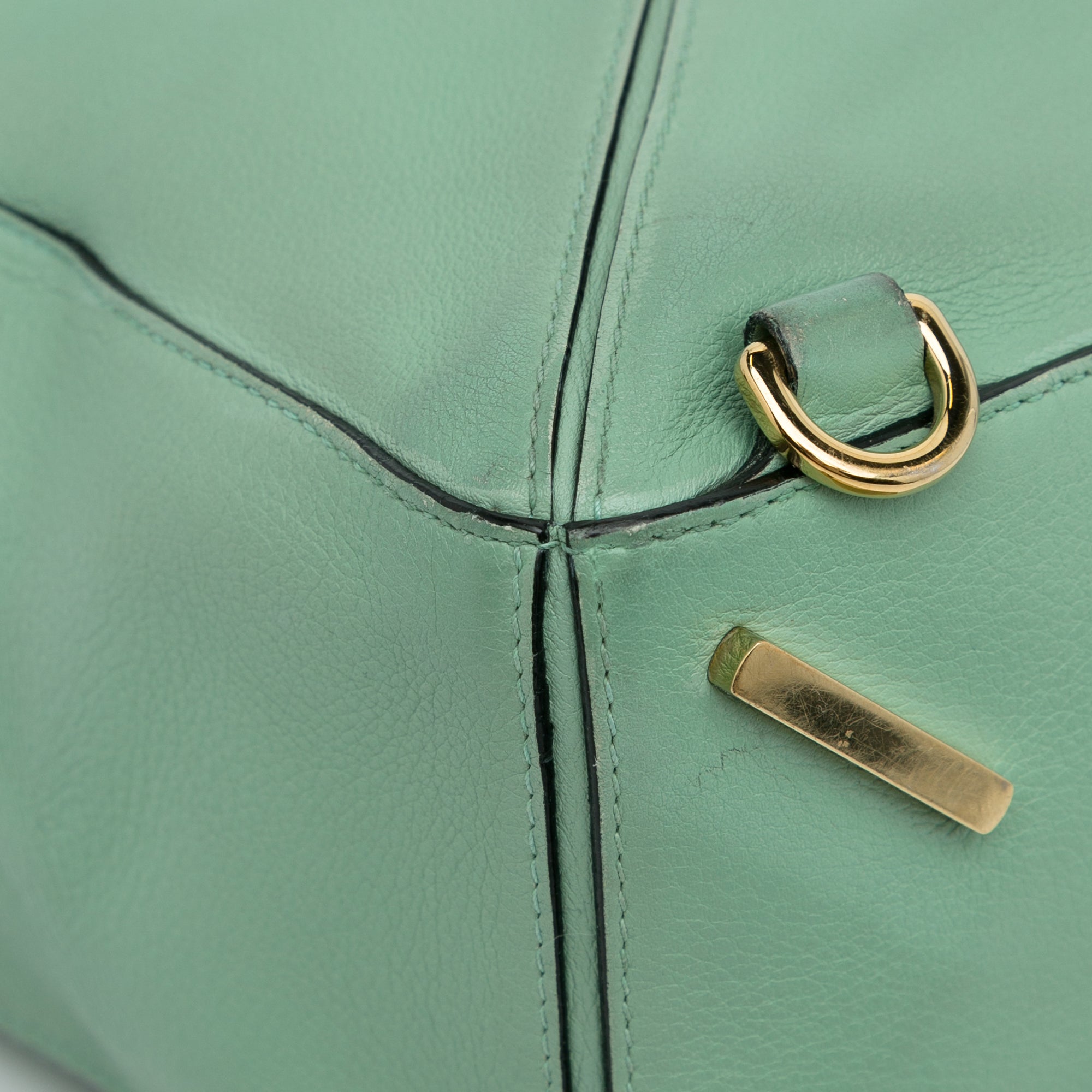 Pre-Owned Authenticated LOEWE Medium Puzzle Satchel Calf Leather Green Unisex (Good)