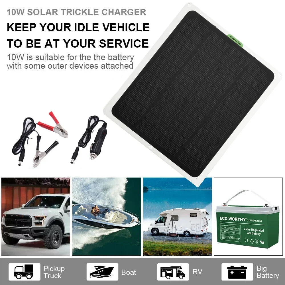 occkic 20W 12V/5V Monocrystalline Charging Flexible Solar Panels with Battery Clips for Cars RV Yachting Charger Outdoor Charger