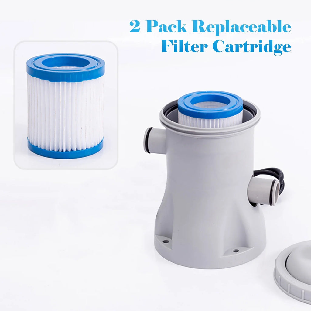 CACAGOO Pool Filter Pump 330 GPH Paddling Pool Electric Fluid Pump With 2 Pool Filter Cartridge Pool Pumps