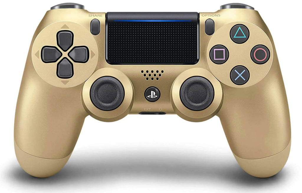 Pre-Owned Dual Shock Gold Gaming Controller For PS4 Console + Wireless Black Chatpad for PS4 Controller BOLT AXTION Bundle. (Refurbished: Like New)