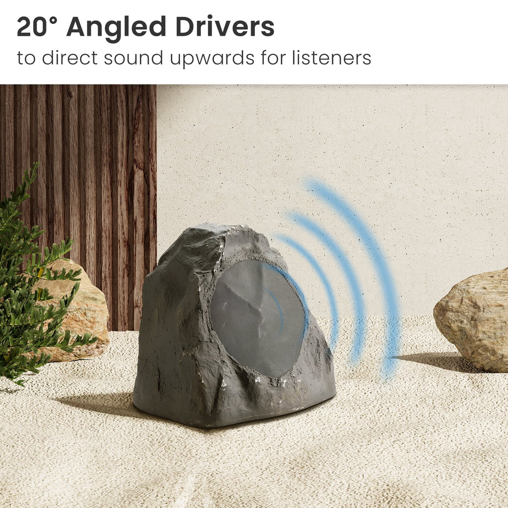 Theater Solutions 12R8SG Outdoor Slate 8" Rock 12 Speaker Set for Deck Pool Spa Yard Garden