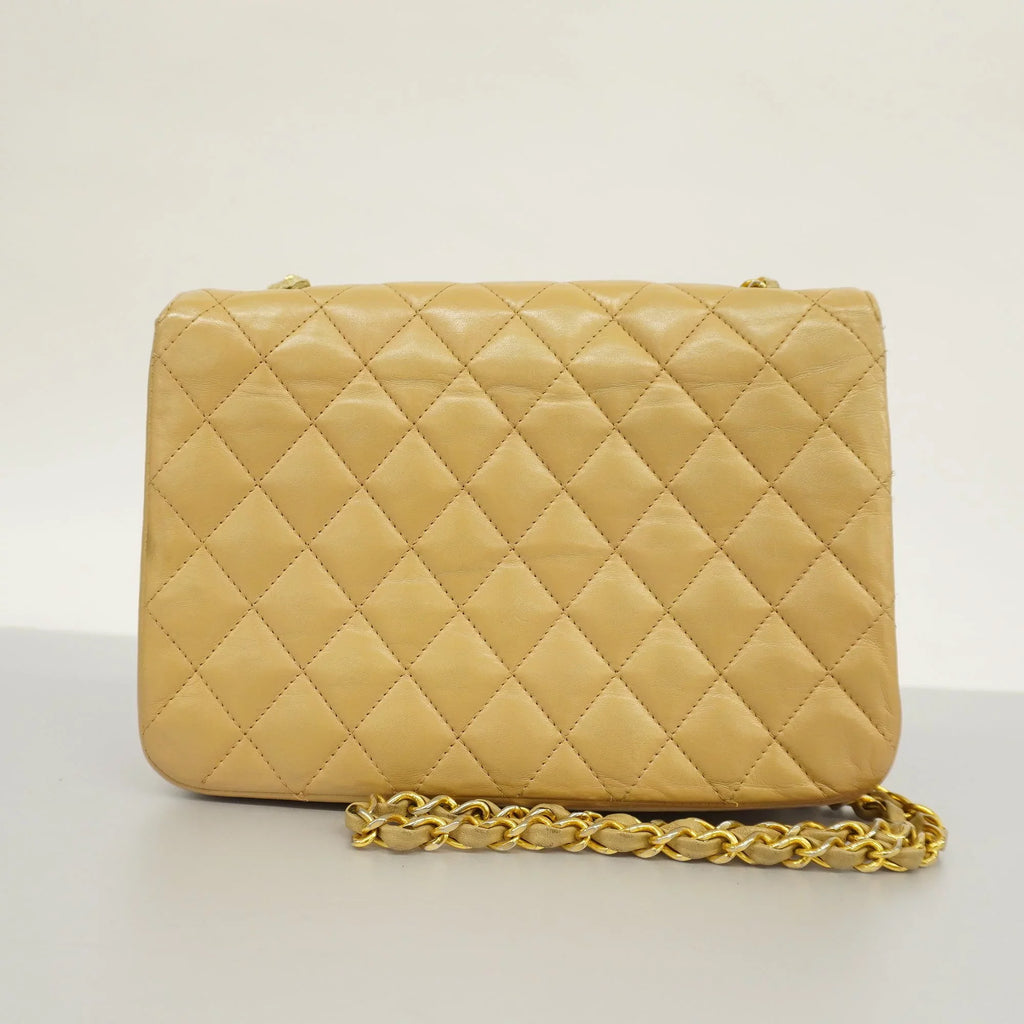 Authenticated Second-hand Auth Chanel Matelasse Single Chain Women's Leather Shoulder Bag Beige