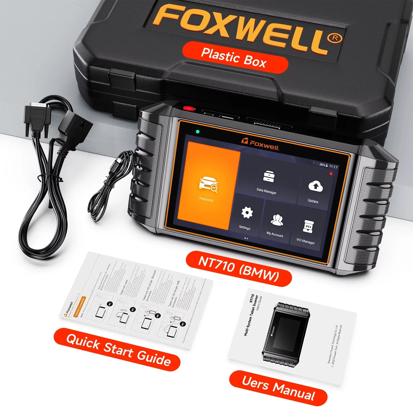 Foxwell NT710 BMW Car Scanner Bi-Directional Control Scan Tool Active Test OBD2 Scanner All Systems Diagnostic Tool 31+ Maintenance Services Automotive Code Reader for BMW MINI RR OBDII Automobiles