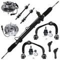 Detroit Axle - Power Steering Rack & Pinion + Front Upper Control Arms + Wheel Hubs + Suspension Kit Replacement for Ford F-150 Lincoln Mark LT 4WD w/ABS ; Straight Sway Bars - 11pc Set