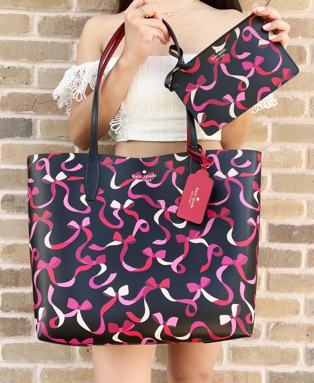 Kate Spade Wrapping Party Large Reversible Tote with Detachable Wristlet