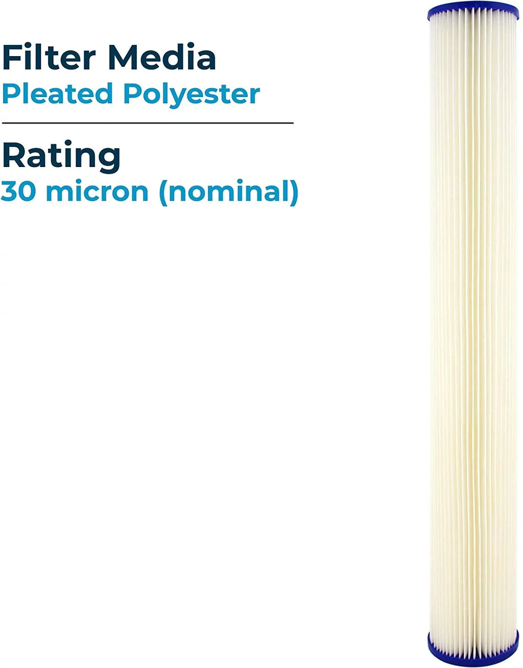 SpiroPure SP-R30-20 20x2.5 30 Micron Pleated Polyester Sediment Liquid Filter Cartridge SPC-25-2030 R30-20 155416-43 (Case of 20)