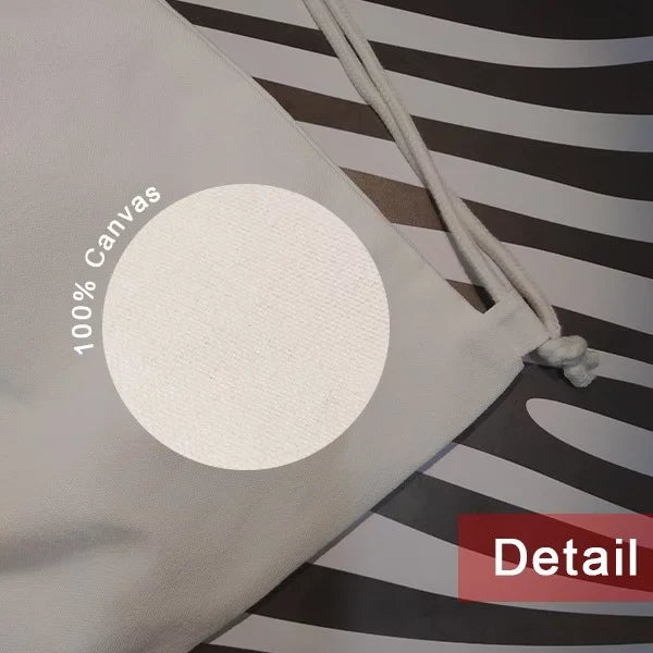 l Face Horn Line Art Deco Fashion Backpack Canvas Drawstring Reusable Mesh Shopping Bag