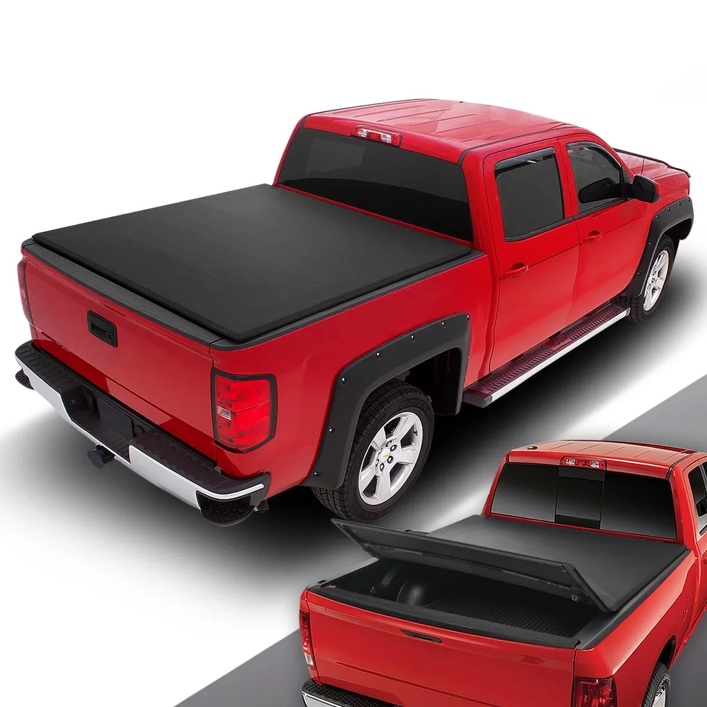 DNA Motoring TTC-TRISOFT-045 For 2005 to 2021 Nissan Frontier 5' Bed Fleetside Adjustable Tri -Fold Soft Top Trunk Tonneau Cover