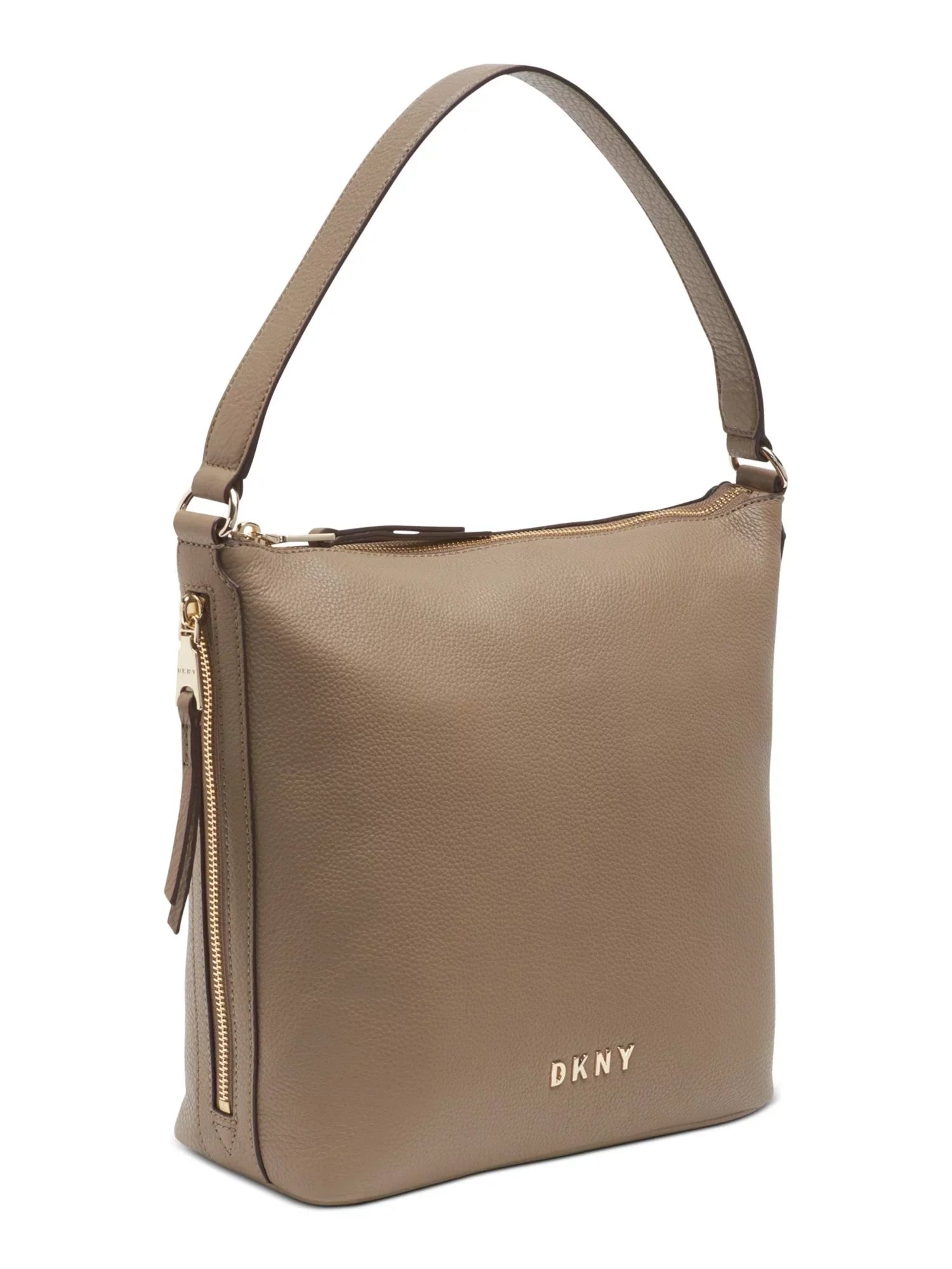 DKNY Women's Brown Leather Adjustable Strap Hobo Handbag Purse