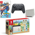 Nintendo Switch Console Animal Crossing: New Horizons Edition with Extra Wireless Controller, Pokemon Sword and Display Cleaning Cloth