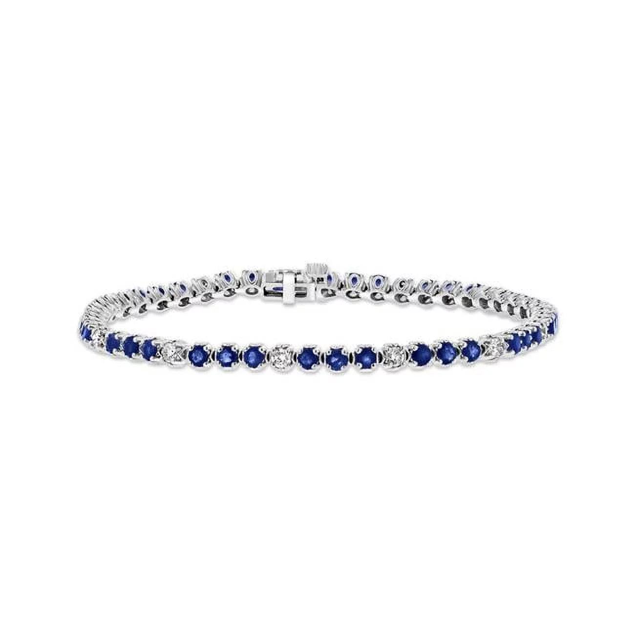 Louis Creations BRB398SD 3.09 CTW Diamond & Sapphire Bracelet, 14K White Gold