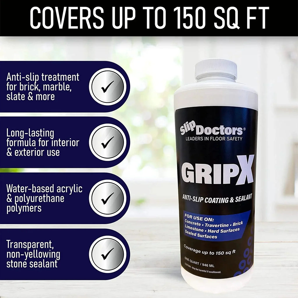 GripX Non-Slip Coating and Sealant for Indoor and Outdoor Tiles, Concrete
