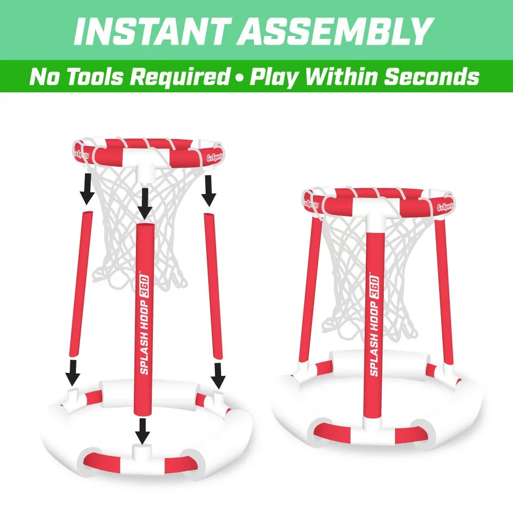 GoSports Splash Hoop 360 Floating Pool Basketball Game | Includes Hoop, 2 Balls and Pump