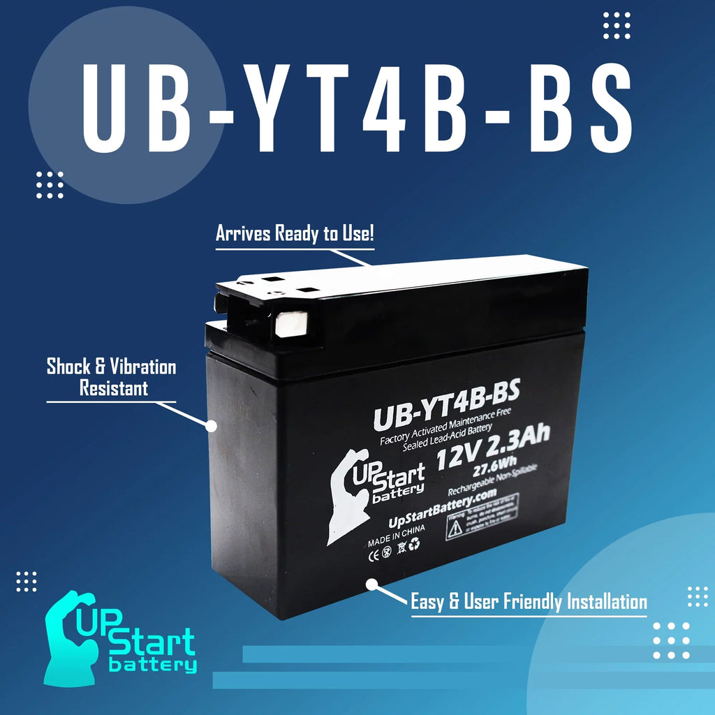3-Pack UpStart Battery Replacement for 2015 Yamaha TTR110E 110CC Factory Activated, Maintenance Free, Motorcycle Battery - 12V, 2.3Ah, UB-YT4B-BS