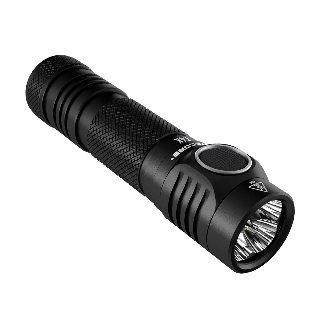 Combo: NITECORE E4K Next generation Flashlight - 4400 Lumens w/Tini Brass Keychain Light -380 Lumens